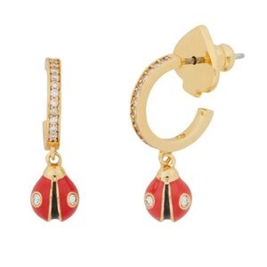 KATE SPADE • Red Ladybug Nature Walk Huggies Gold Hoop Earrings